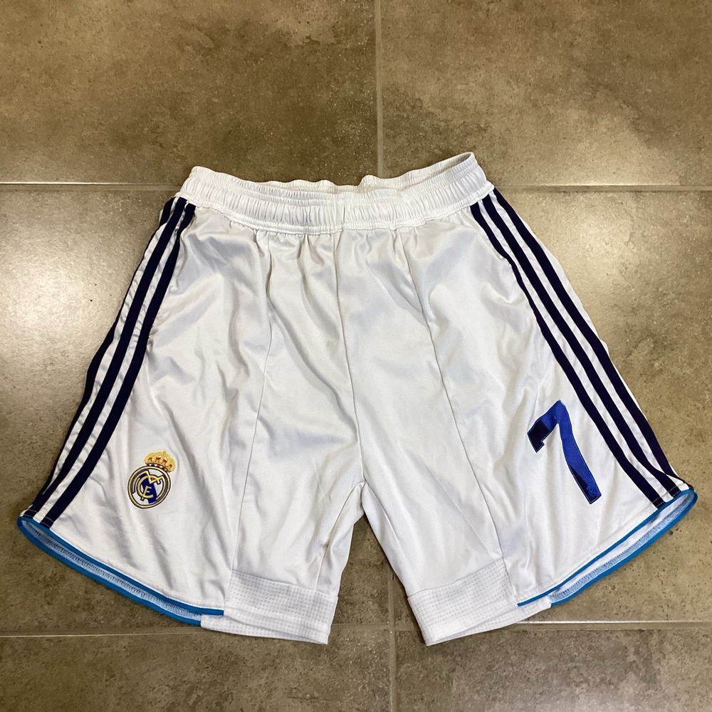 VTG Real Madrid Adidas Mens Sz M RONALDO Soccer Shorts ClimaCool White Shorts